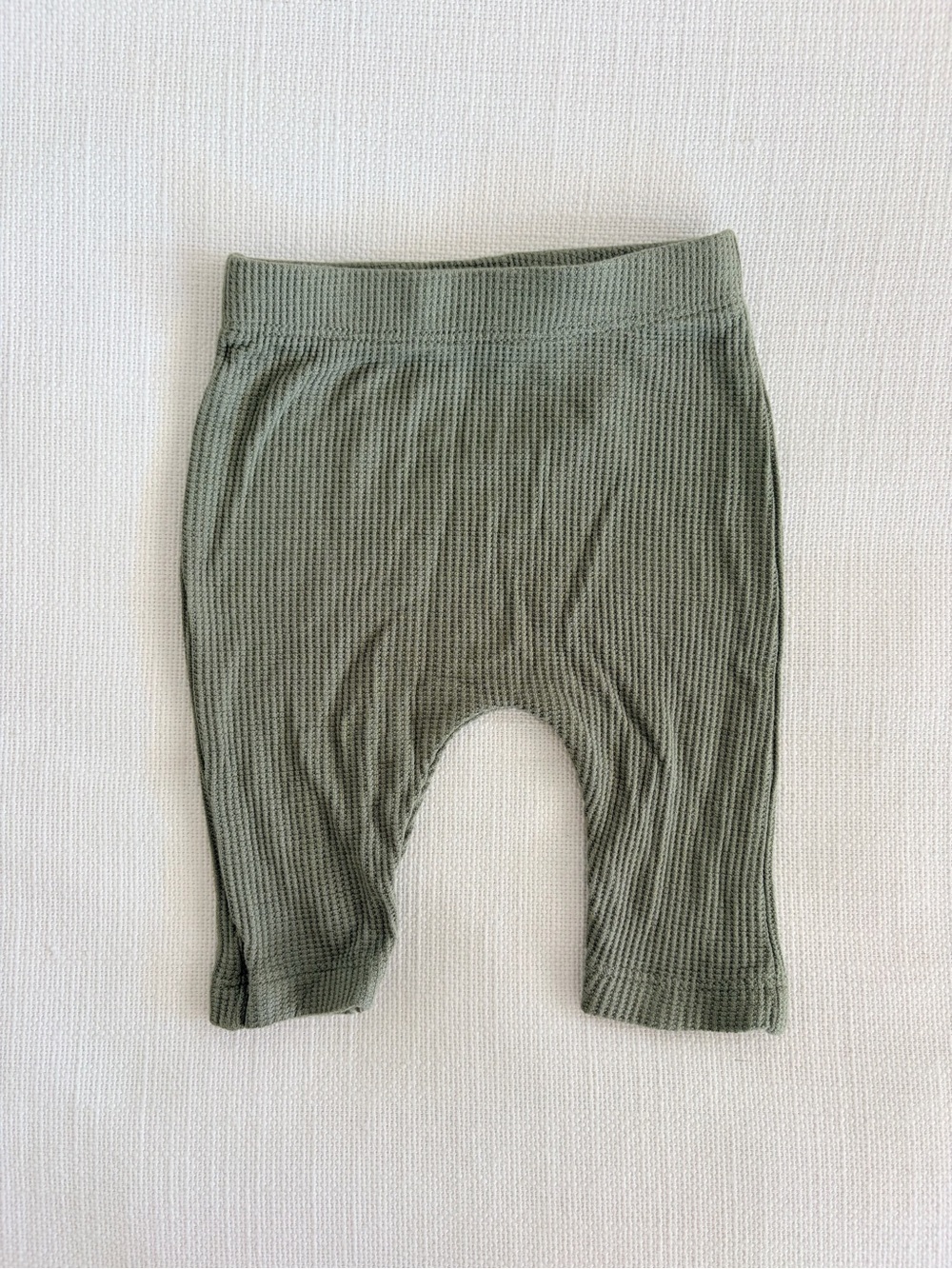 Baby Waffle Ribbed Knit Pants - Olive Green